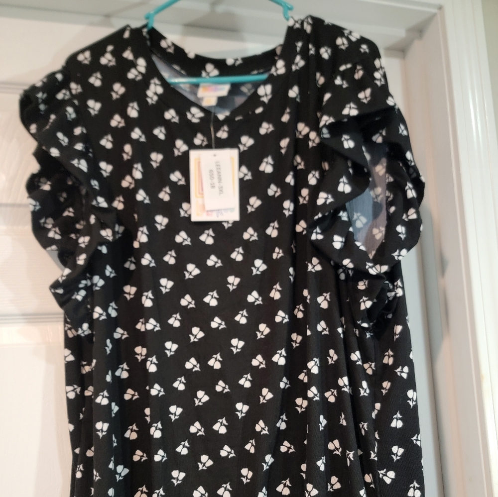LuLaRoe Black and White Floral Top